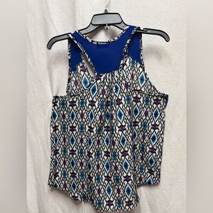 Papermoon Blue and Black Geometric Racerback Tank